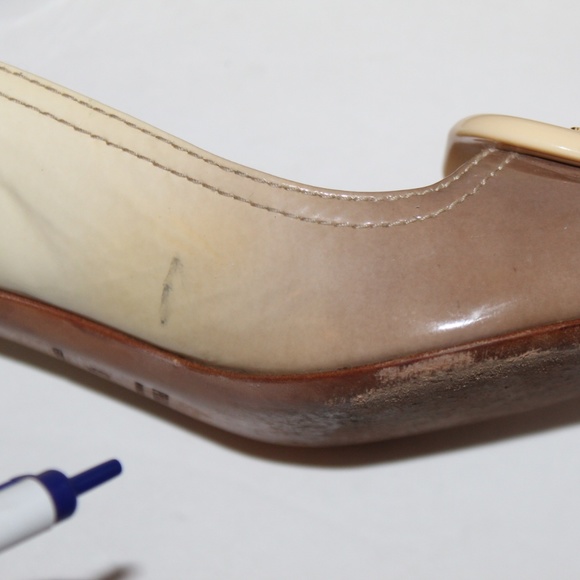 SOLD - Prada Two Tone Large Buckle Italy Heels 40/US 10 - Picture 6 of 8